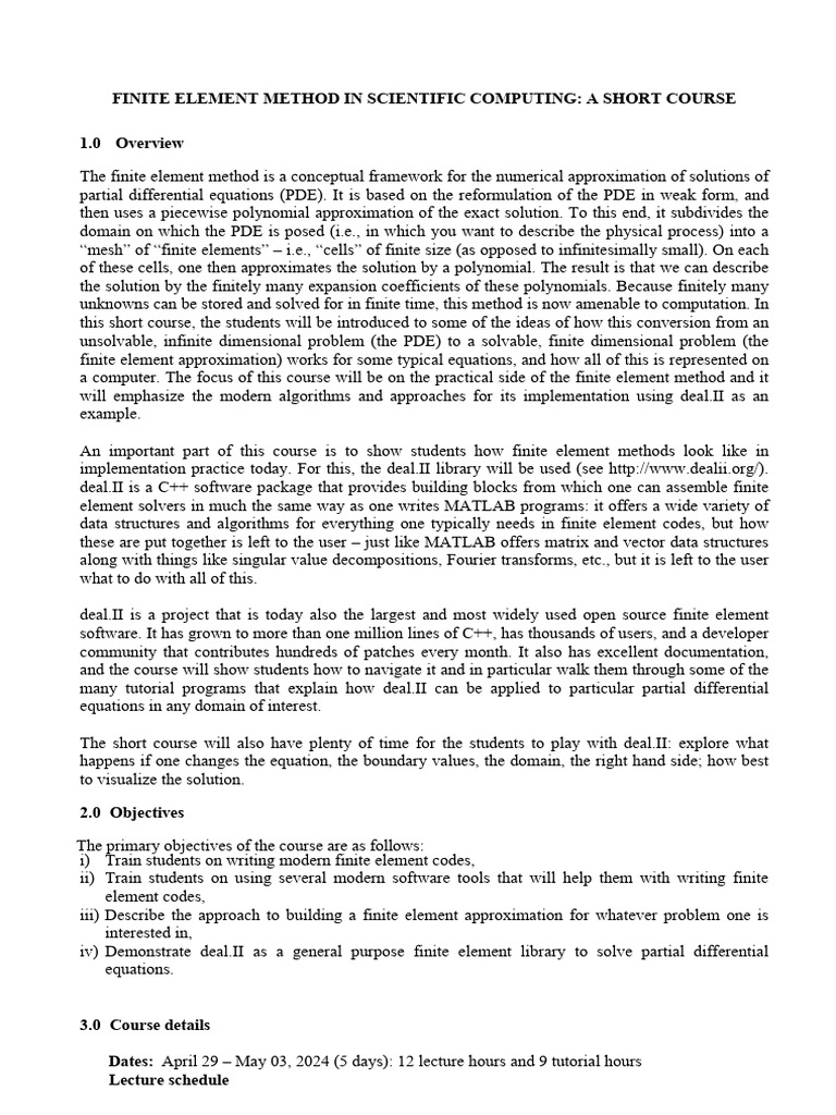 Finite Element Method Course Overview | PDF | Finite Element Method ...