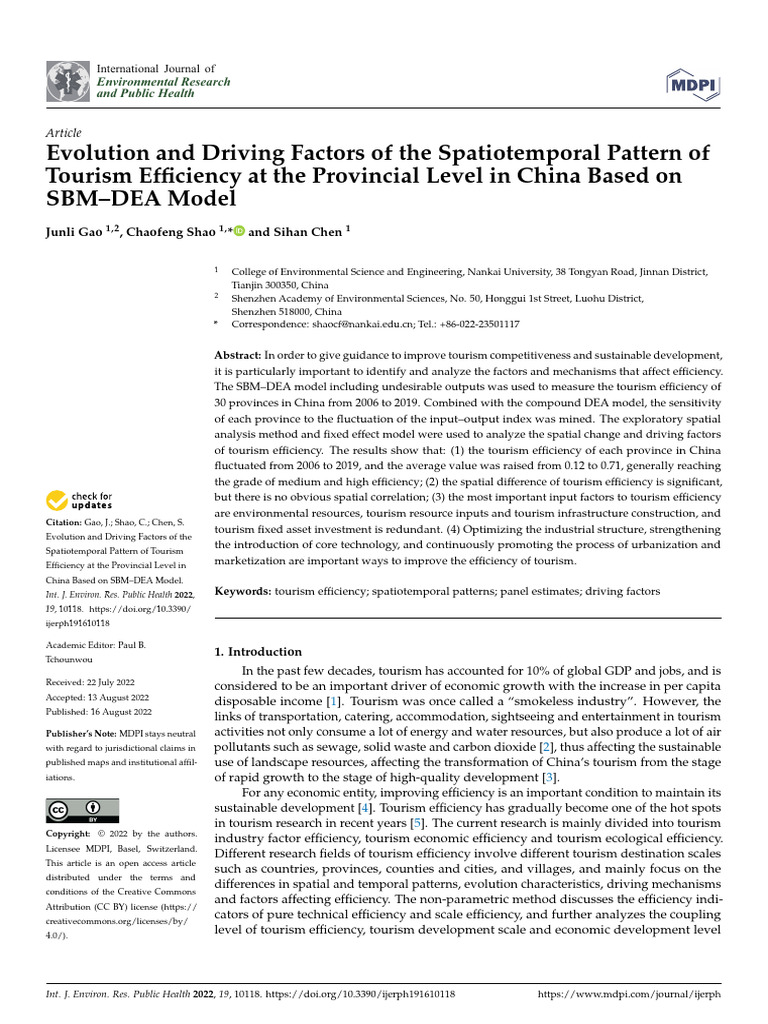 Evolution and Driving Factors of The Spatiotemporal Pattern of Tourism ...