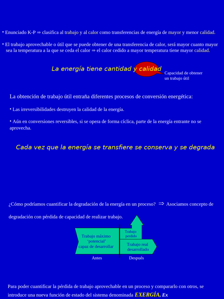 Exergía y trabajo útil en sistemas energéticos | PDF | Ejercicio | Calor