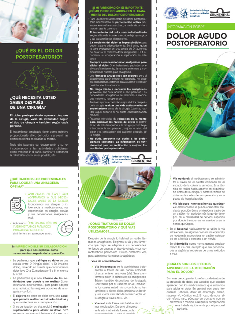 Triptico-Dolor - Postoperatorio - 1305 | PDF | Dolor | Analgésico