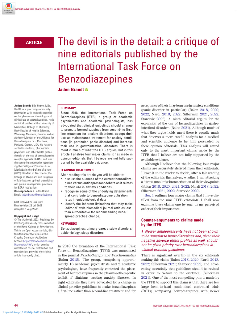 The Devil Is in The Detail A Critique of Nine Editorials Published by ...