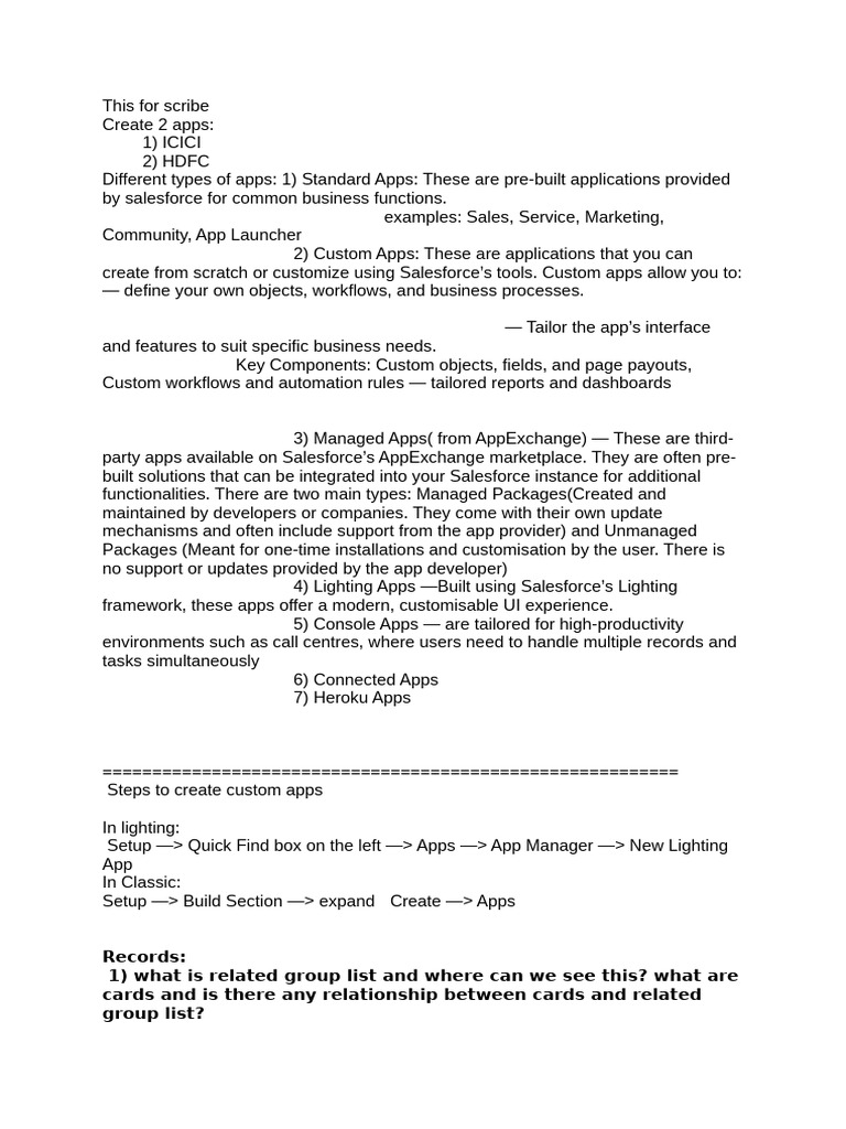 Self Made Notes Salesforce Admin Notes | PDF | Application Software ...