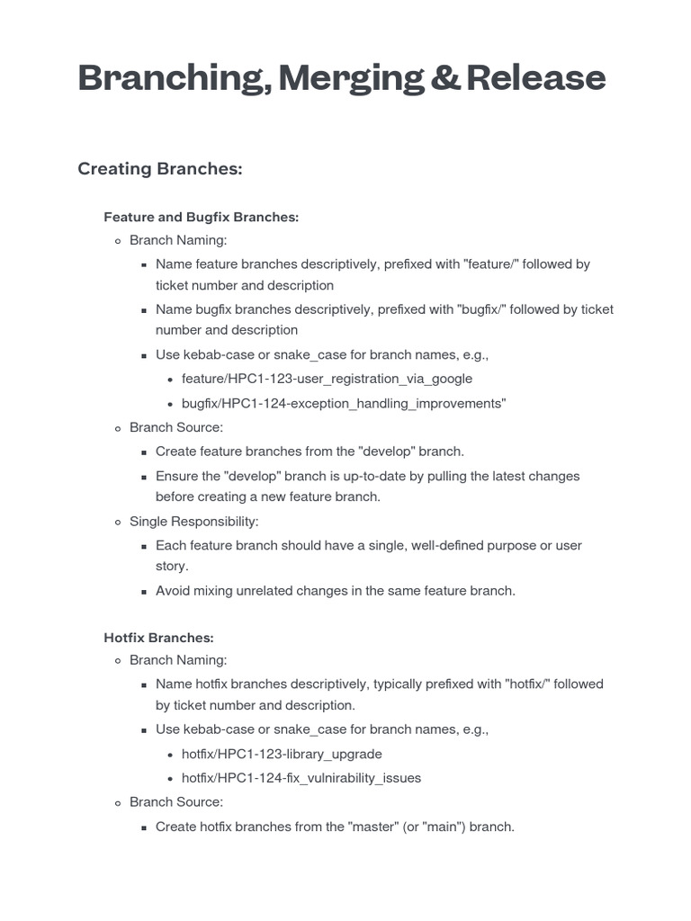 Branching Merging And Release Pdf Software Testing Computer Science