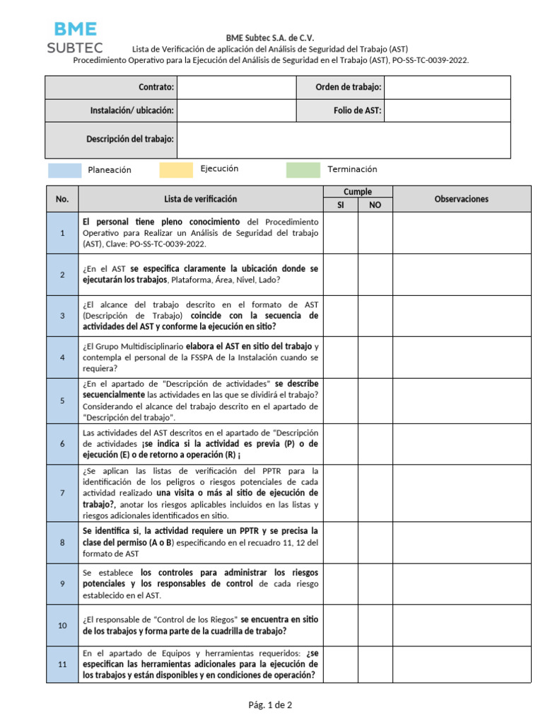 Verificación del Análisis de Seguridad del Trabajo | PDF | Informática ...