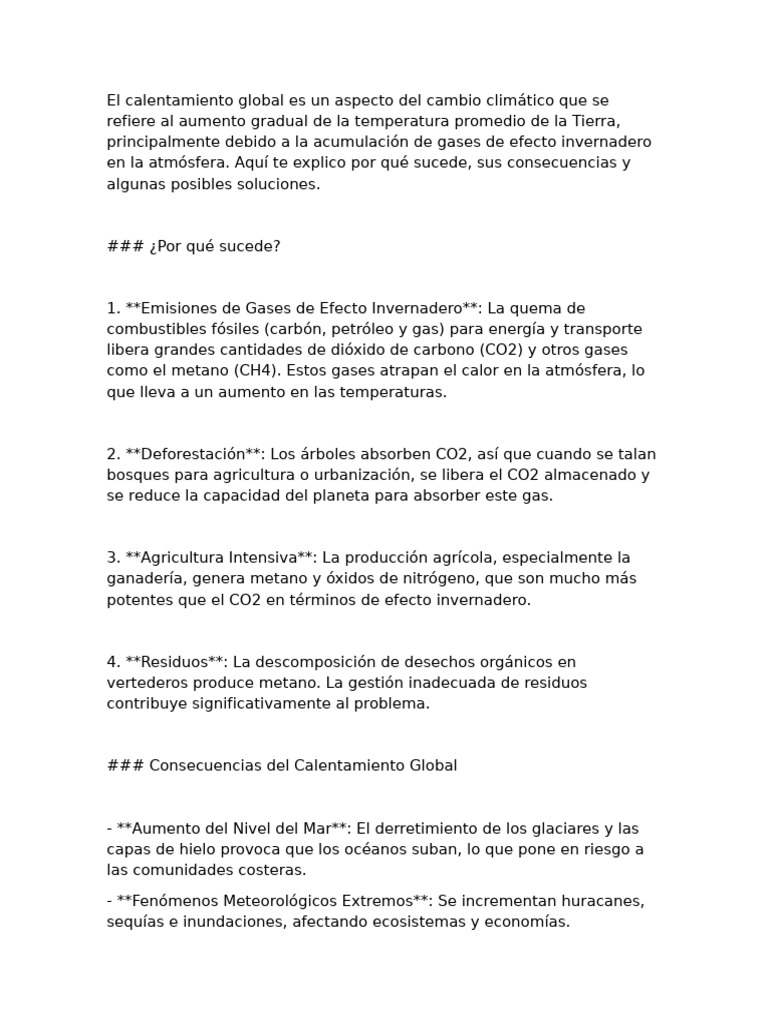 Causas y soluciones del calentamiento global | PDF | Gases de efecto ...