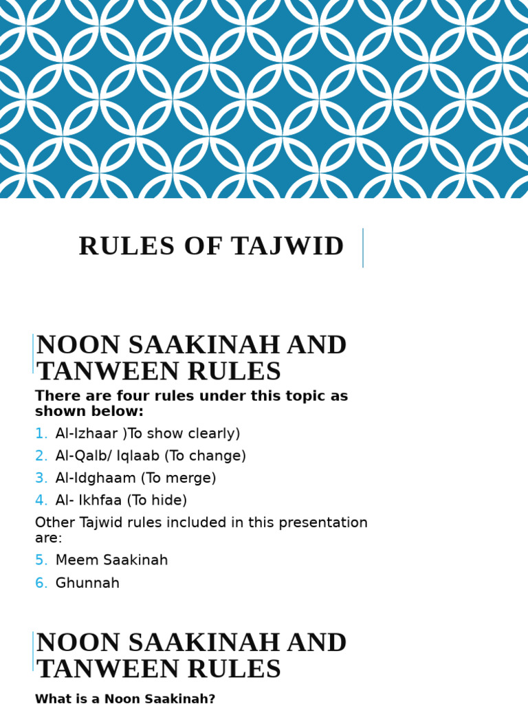 Rules of Tajwid | PDF | Phonetics | Languages