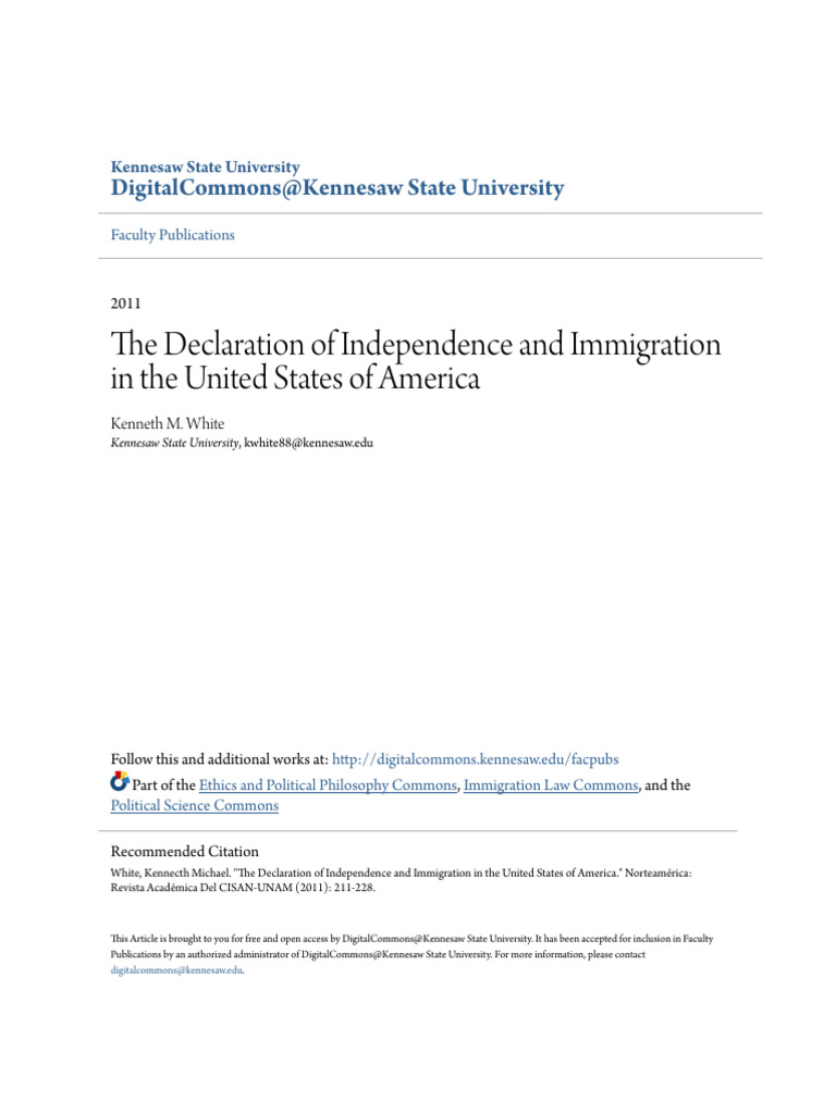 The Declaration of Independence and Immigration in The United Sta | PDF ...