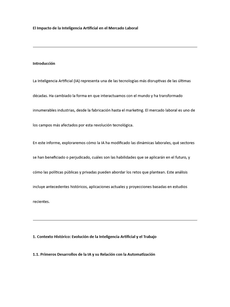 Impacto de la IA en el Empleo Laboral | PDF | Inteligencia artificial ...