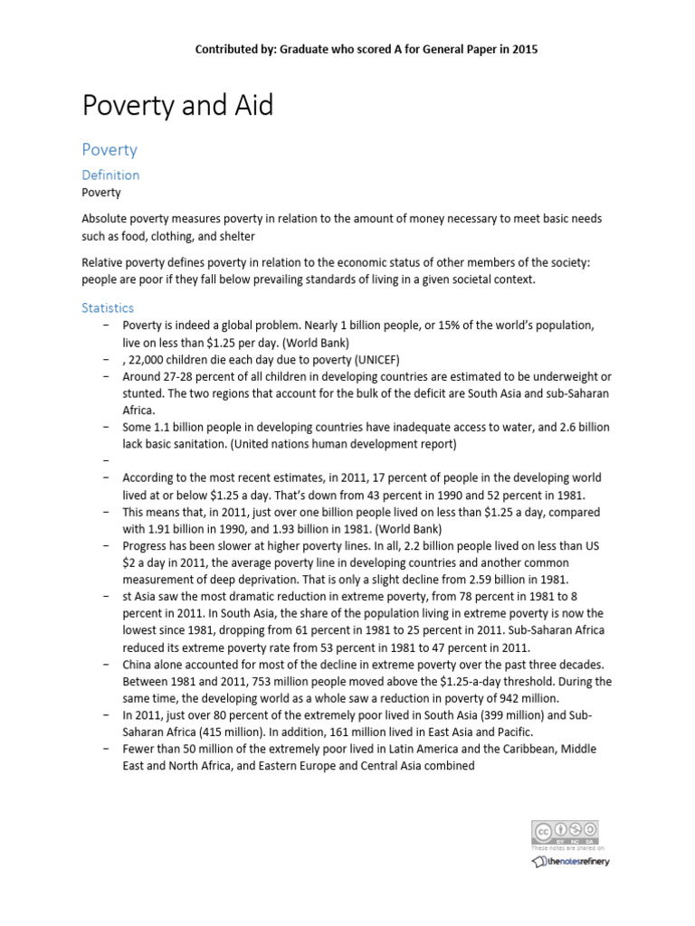 4 - Poverty and Aid Info Sheet New | PDF | Cost Of Living | Poverty