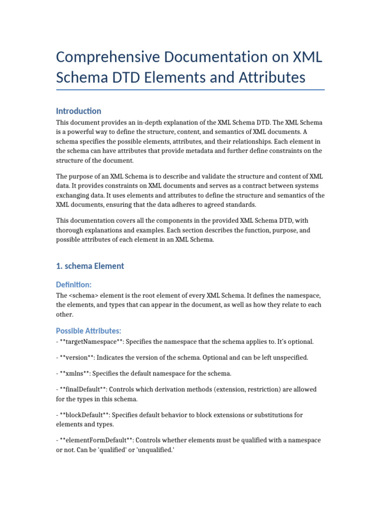 XML Schema DTD Elements Explained | PDF | Xml Schema | Xml