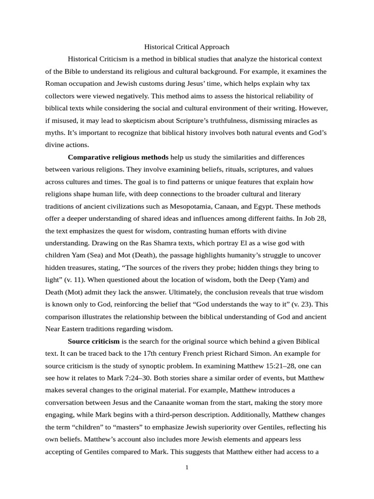 Understanding Historical Criticism | PDF | Gospel Of Matthew | Gospel ...