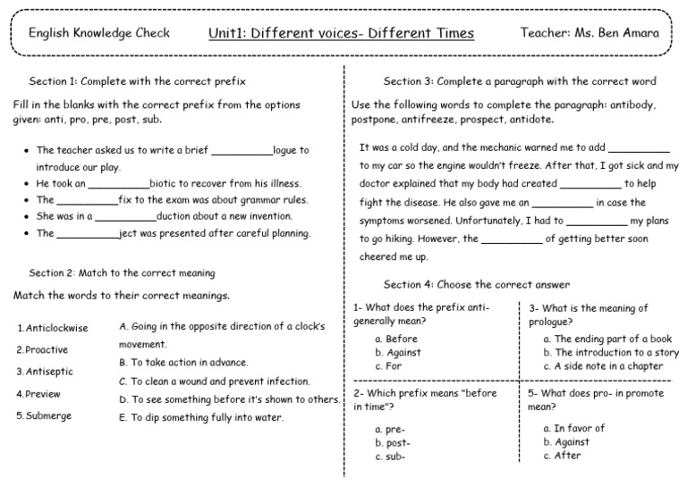 English Prefixes and Meanings Quiz | PDF | Microbiology | Epidemiology
