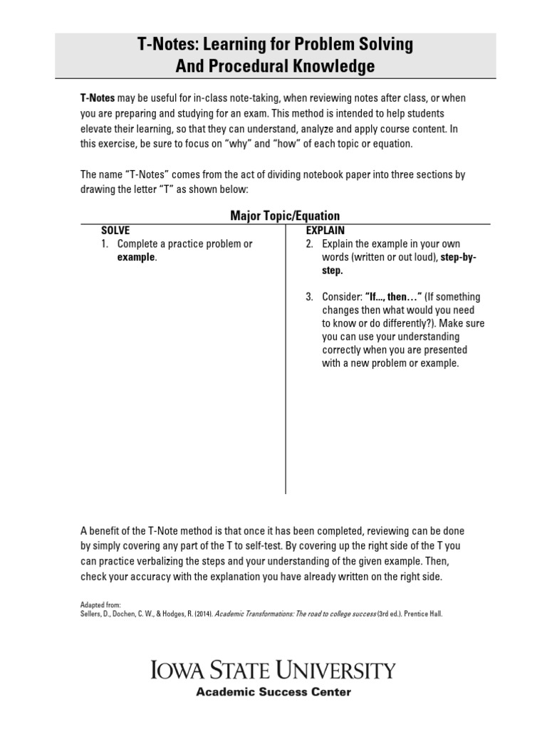 T-Notes Method for Effective Learning | PDF | Career & Growth