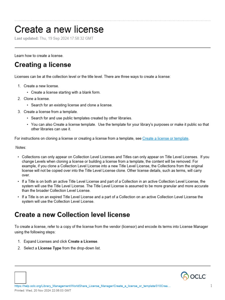 Create and Manage Library Licenses | PDF | License | Computing