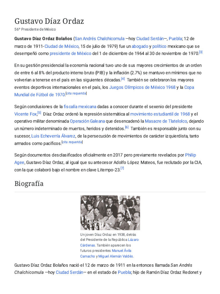 Gustavo Díaz Ordaz - Wikipedia, La Enciclopedia Libre | PDF
