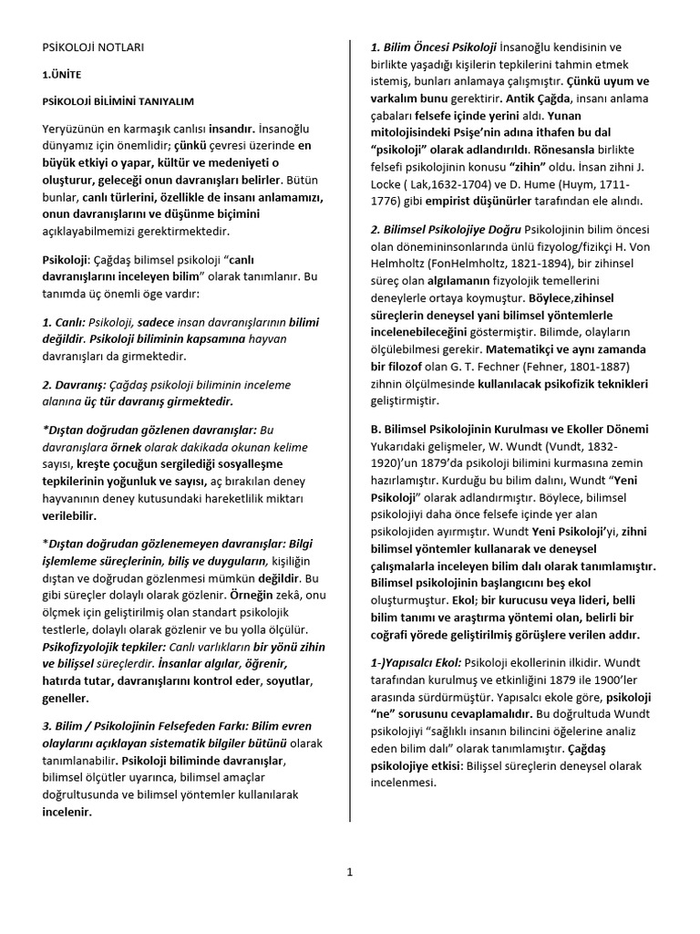 B Psikoloji Notlari Pdf