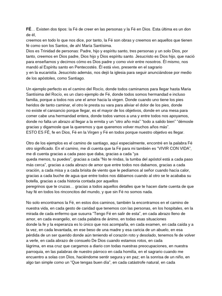 La Fé: Un Camino de Amor y Esperanza | PDF | Fe | espíritu Santo