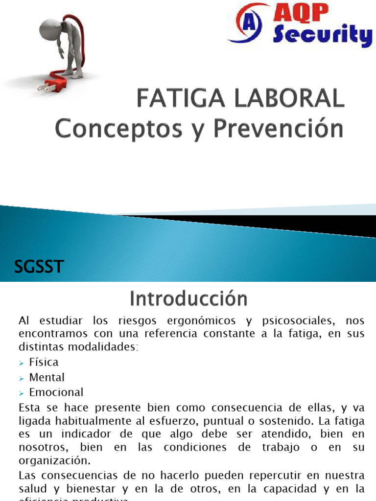 Fatiga Laboral | PDF | Factores humanos y ergonomía | Estrés (biología)