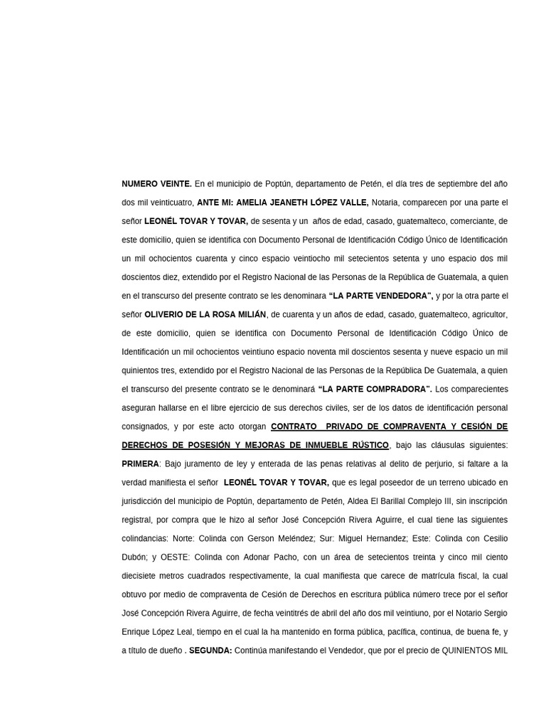 Contrato de Compraventa en Poptún | PDF | Guatemala