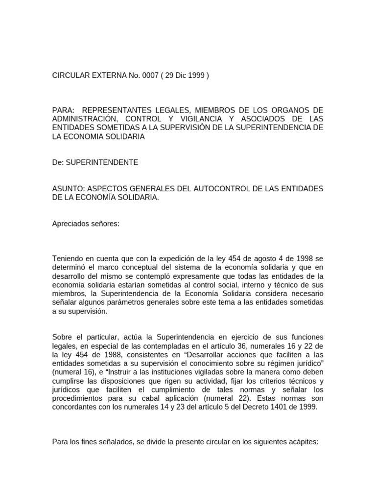 Circular 1999 No.0007 | PDF | Cooperativa | Business