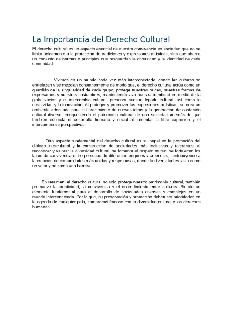 Derecho Cultural: Identidad y Diversidad | PDF