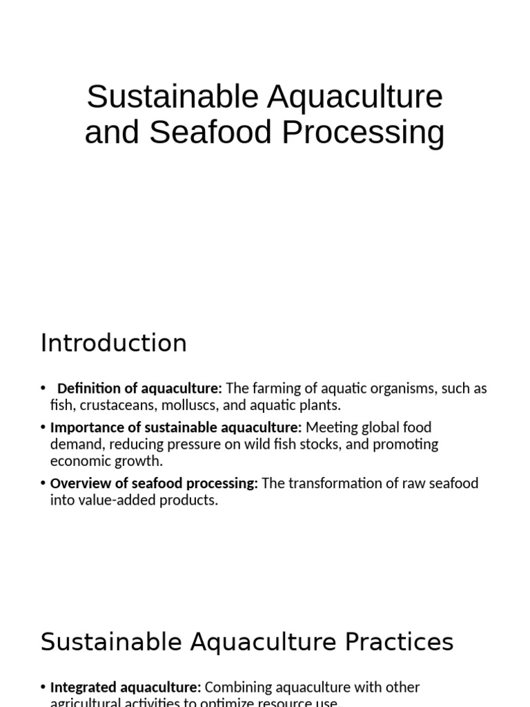 Sustainable Aquaculture And Seafood Processing Pdf Aquaculture