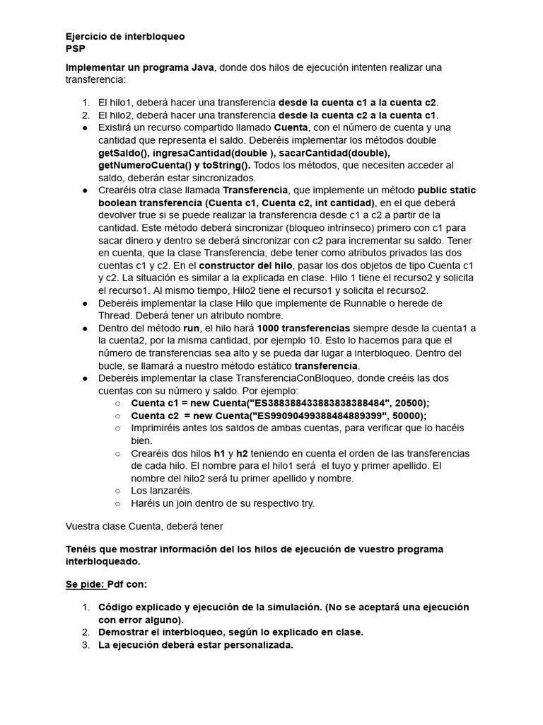 Simulación de Interbloqueo en Java | PDF | Hilo (Computación) | Java ...