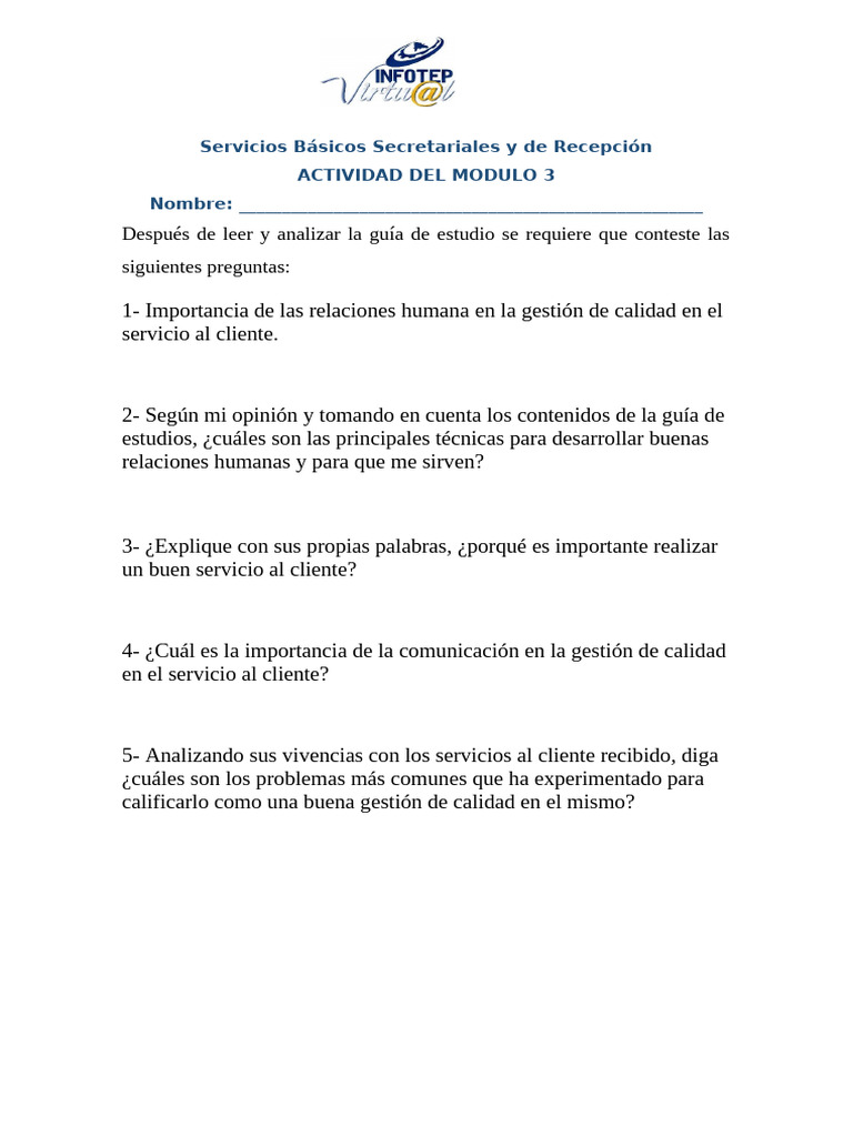 ACTIVIDAD DEL MODULO 3 Act | PDF