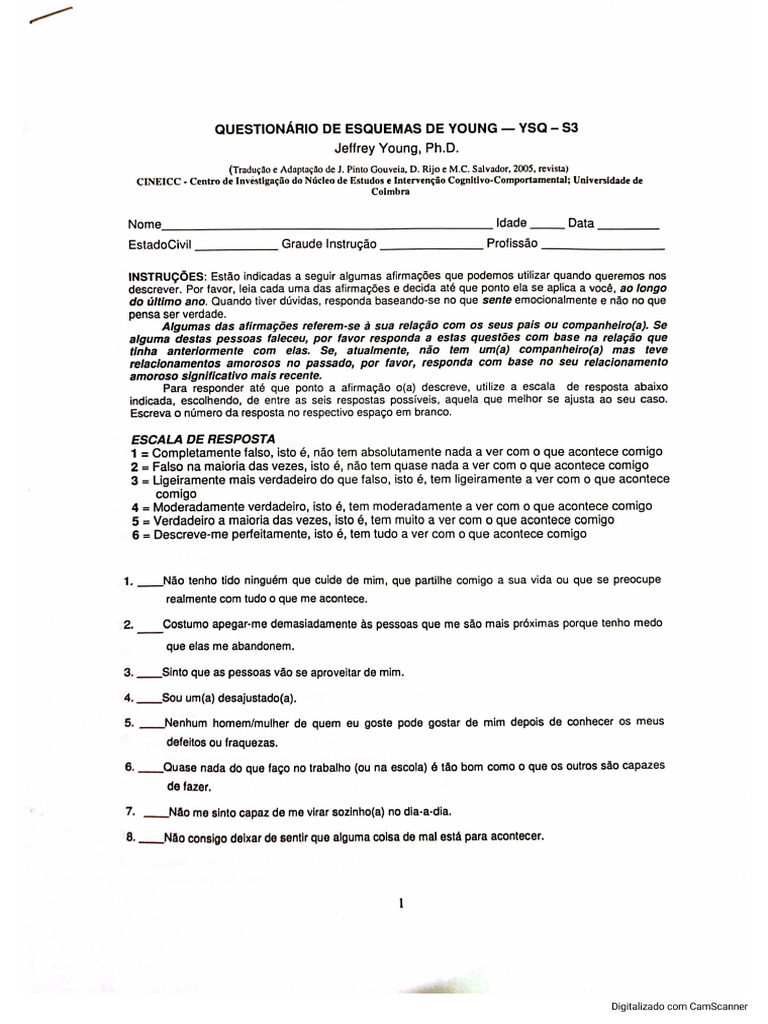Questionário YSQ | PDF
