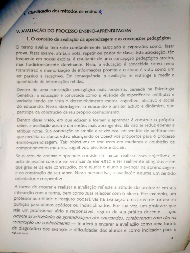 Avaliação no Ensino: Conceitos e Práticas | PDF | Aprendizado | Pedagogia
