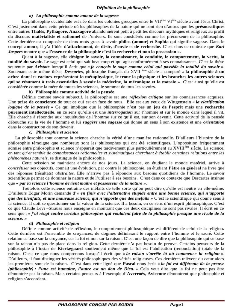 Définition de la philosophie | PDF | Science | Raison
