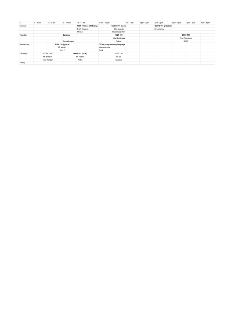 Computer Science Class Schedule | PDF