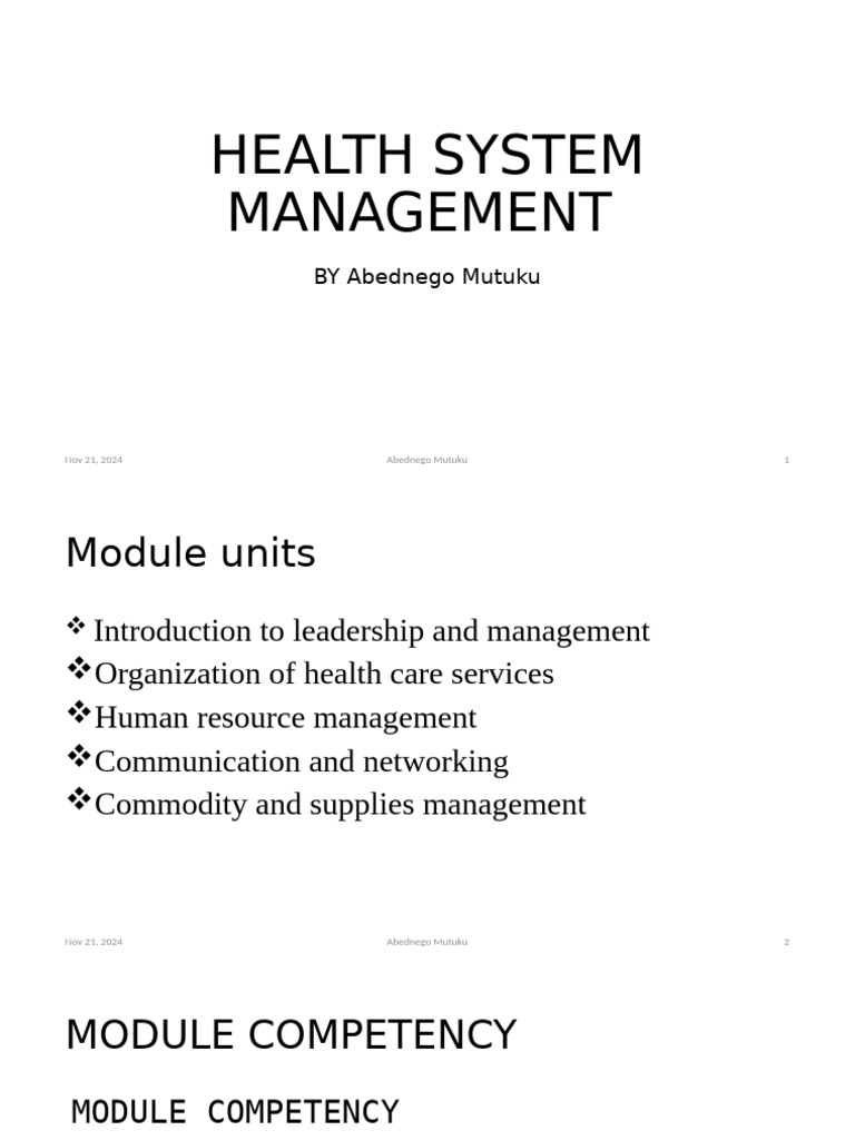 Health System Management: BY Abednego Mutuku | PDF | Motivation ...