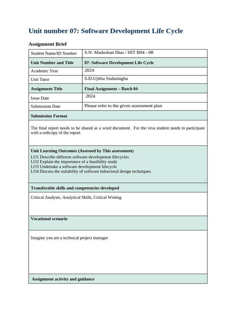 Assignment - SDLC - Batch 04 | PDF | Software Development Process ...