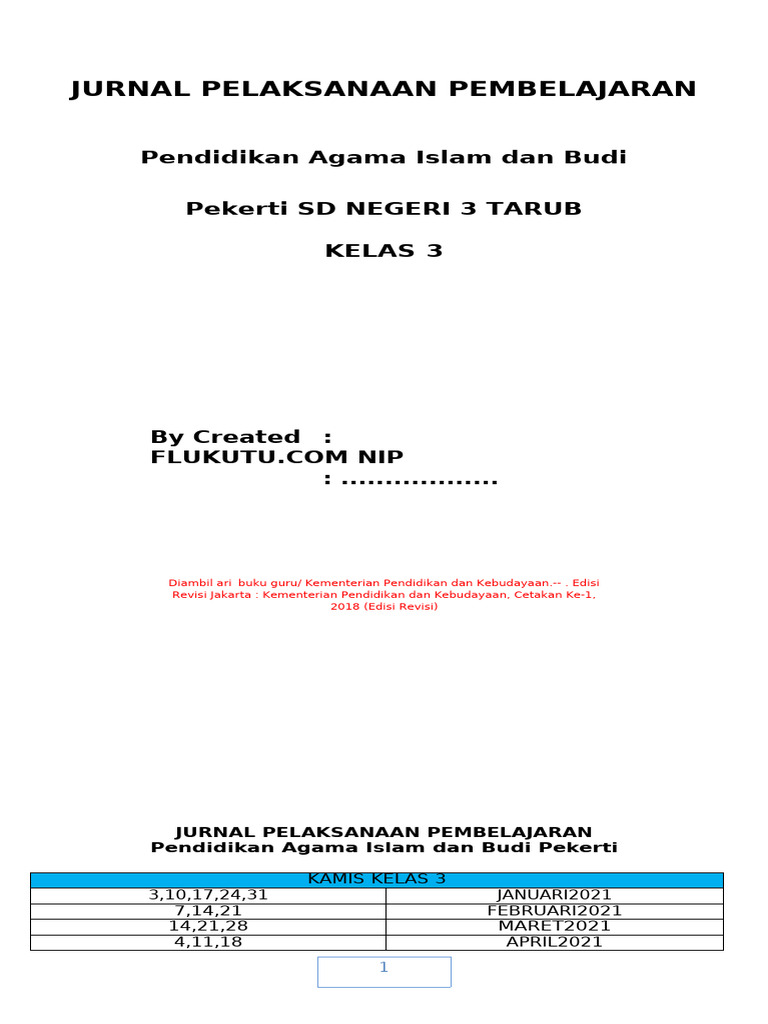 Jurnal Pembelajaran PAIBP Kelas 3 | PDF