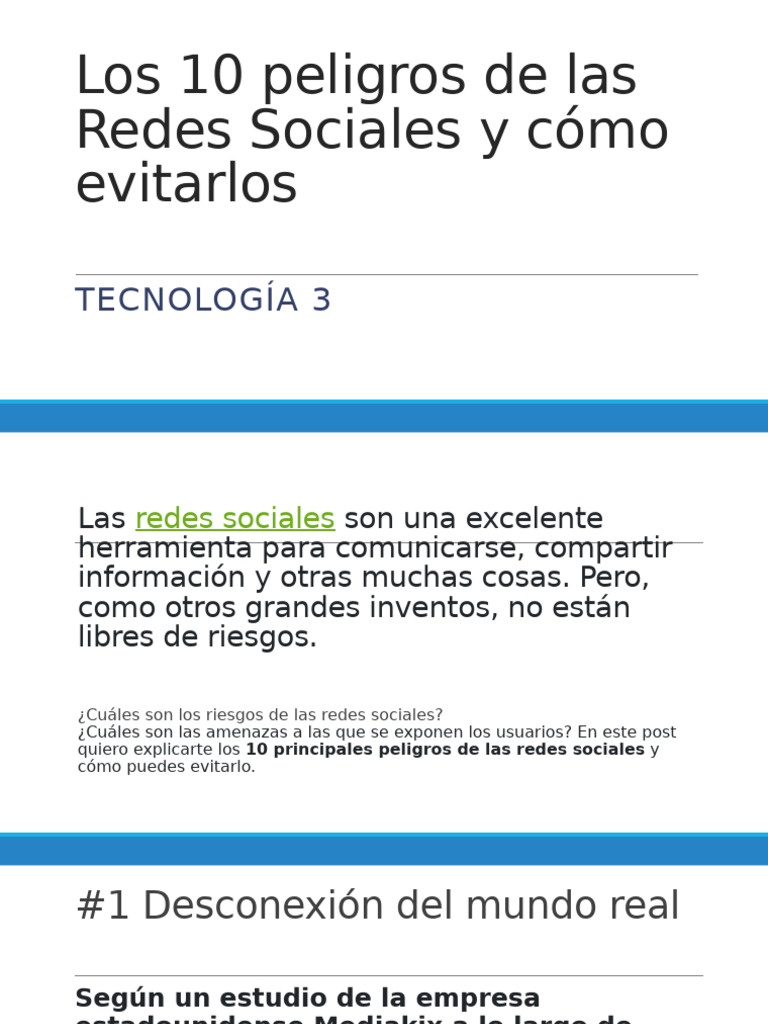 Los 10 Peligros de Las Redes Sociales y | PDF | Servicio de redes ...