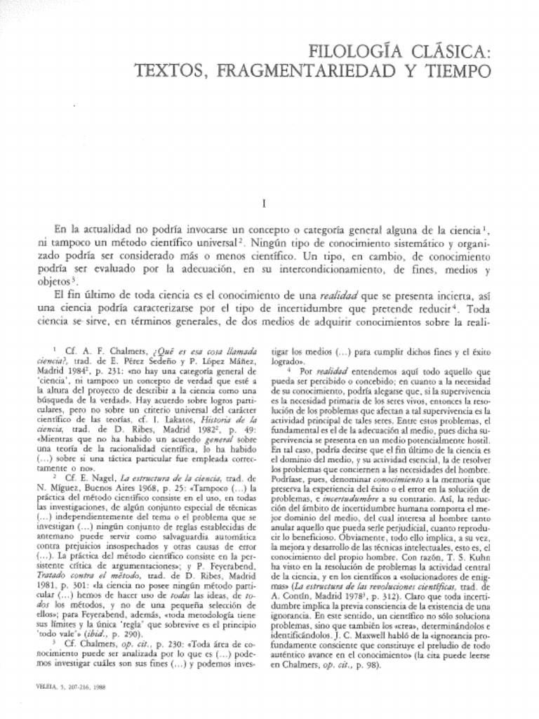 Filología Clásica Textos, Fragmentariedad y Tiempo | PDF