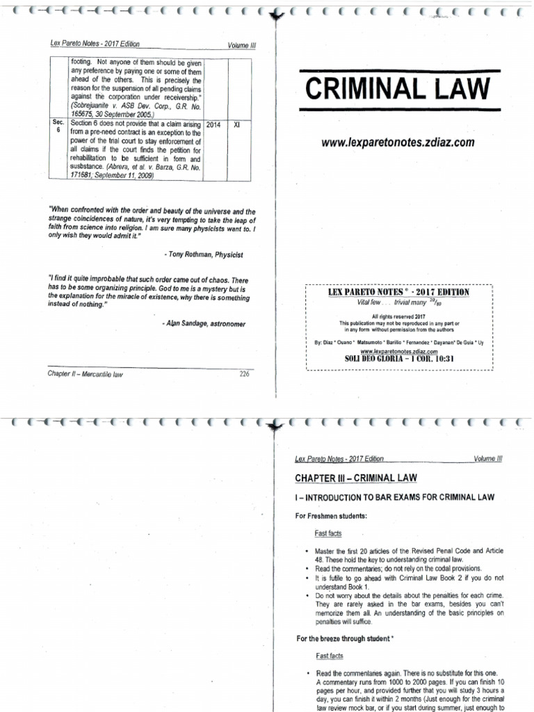 Criminal Law (1) - Lex Pareto Notes 2017 Edition | PDF