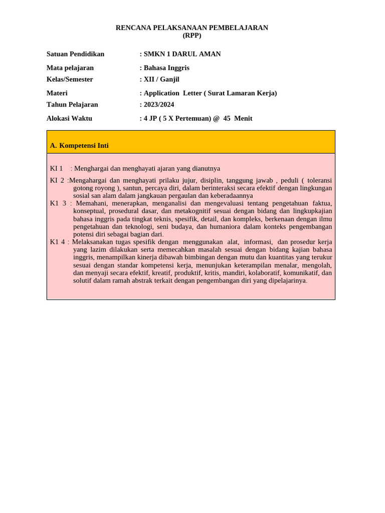 RPP Application Letter | PDF