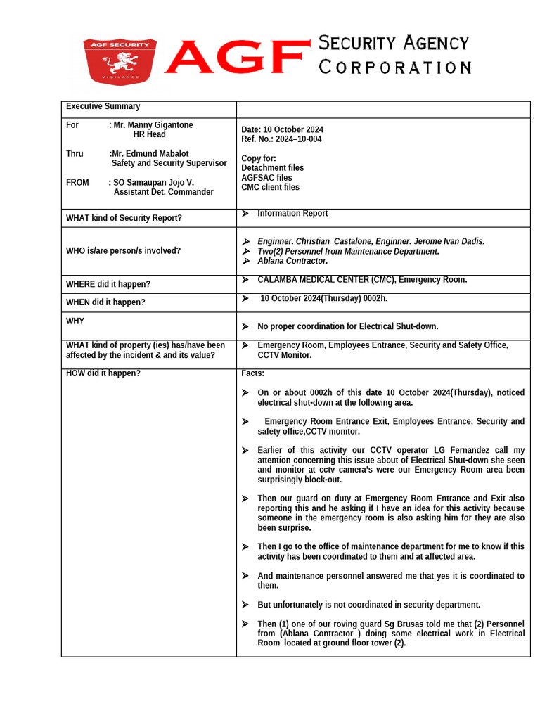 IR Electrical Shutdown | PDF