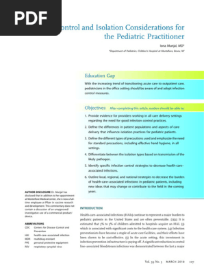 Pediatric Isolation PIR 2018