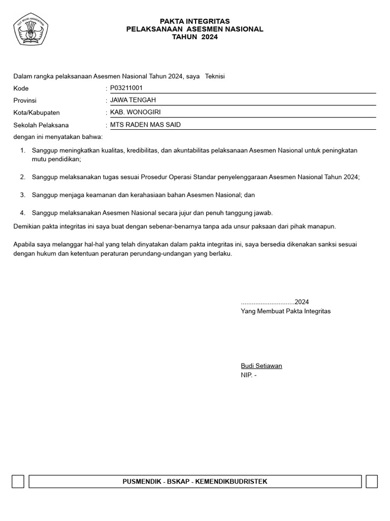 Asesmen Nasional - Tahun 20243 | PDF