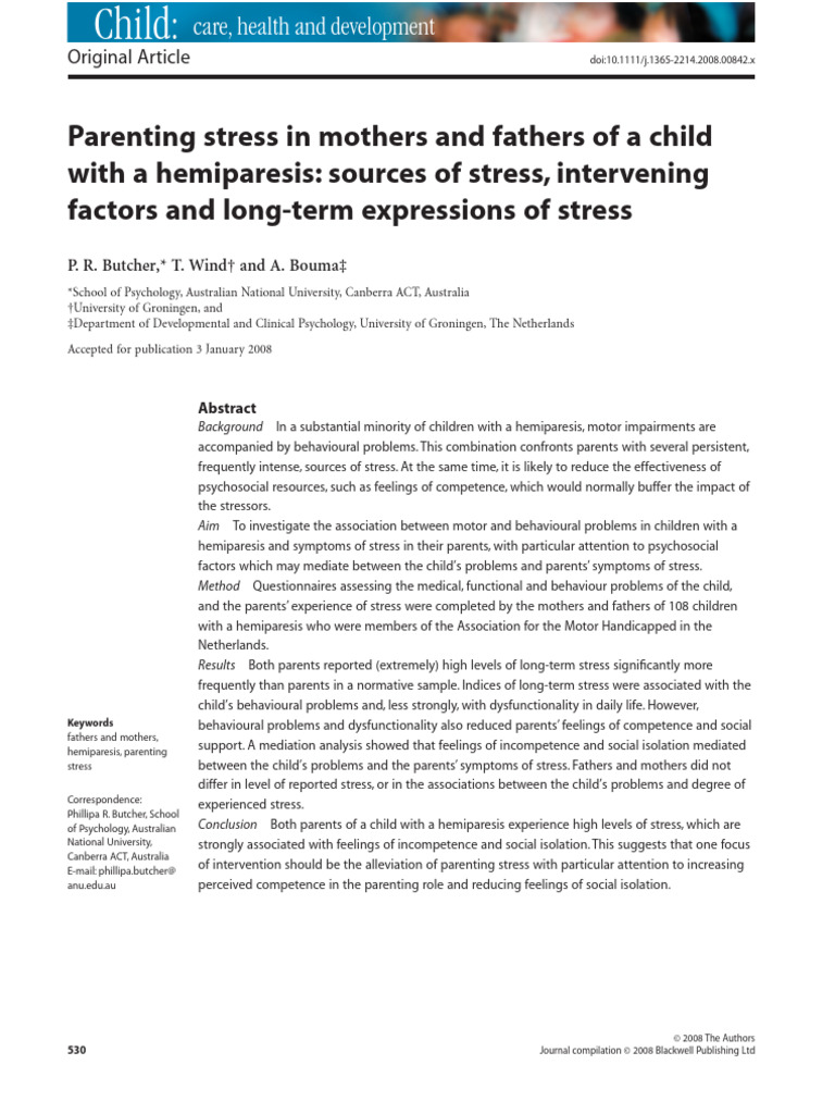Parenting Stress in Mothers and Fathers | PDF | Stress (Biology ...