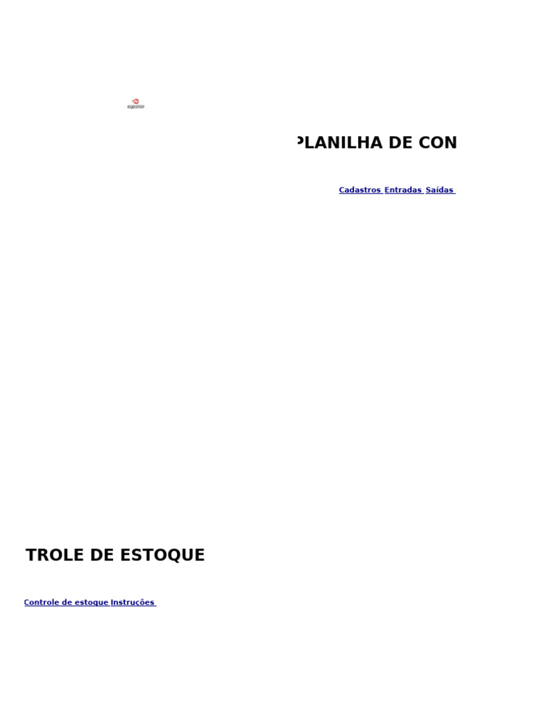 Controle de Estoque: Planilha Completa | PDF