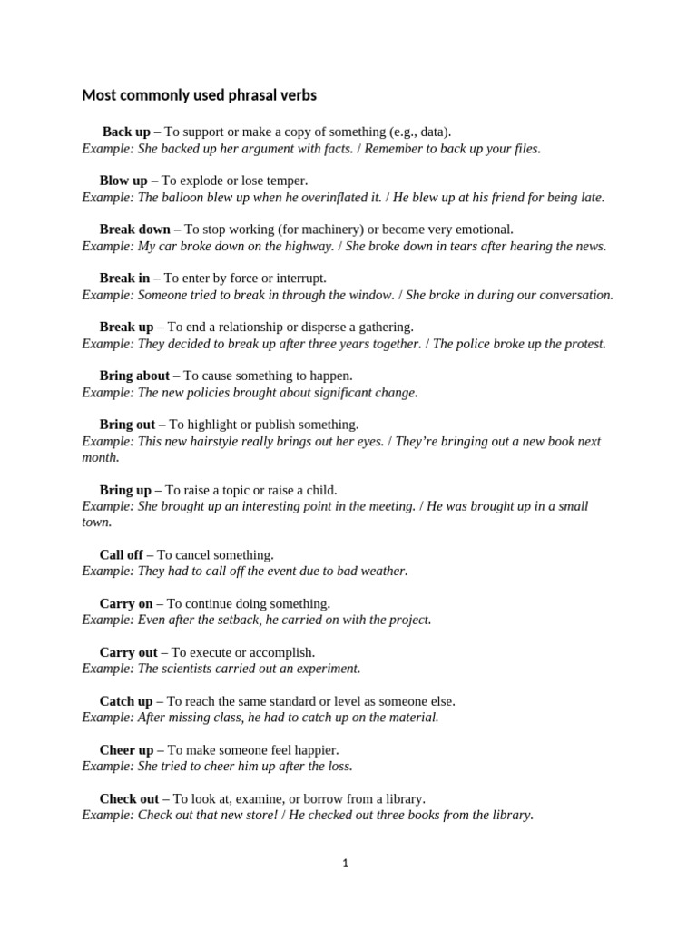 Common Phrasal Verbs Explained | PDF | Layoff