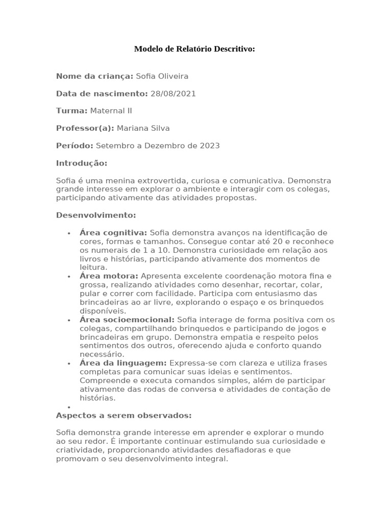 Topo 58 Imagem Modelo De Relatorio Descritivo
