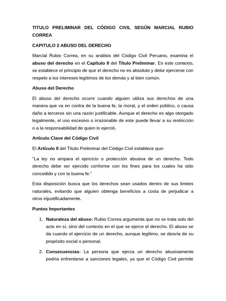 Abuso del Derecho en el Código Civil | PDF | Justicia | Crimen y violencia