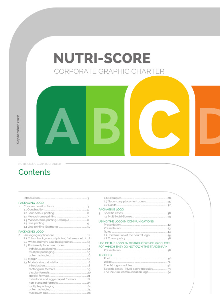 Nutri-Score Graphic Charter Guide | PDF | Area | Packaging And Labeling