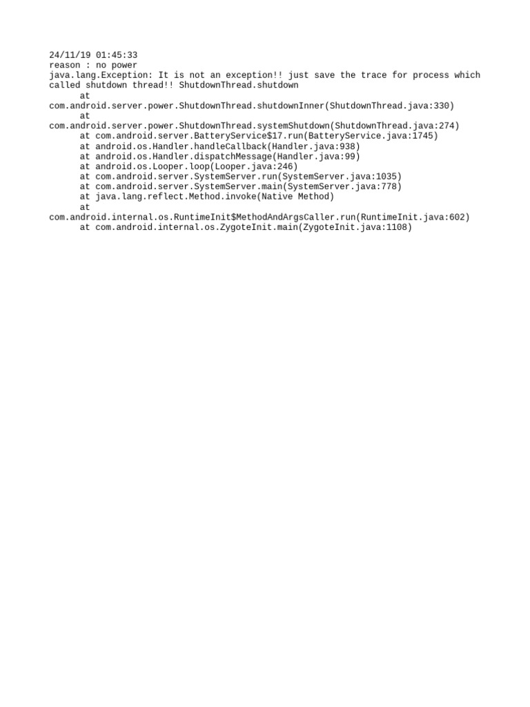 Android System Shutdown Log | PDF