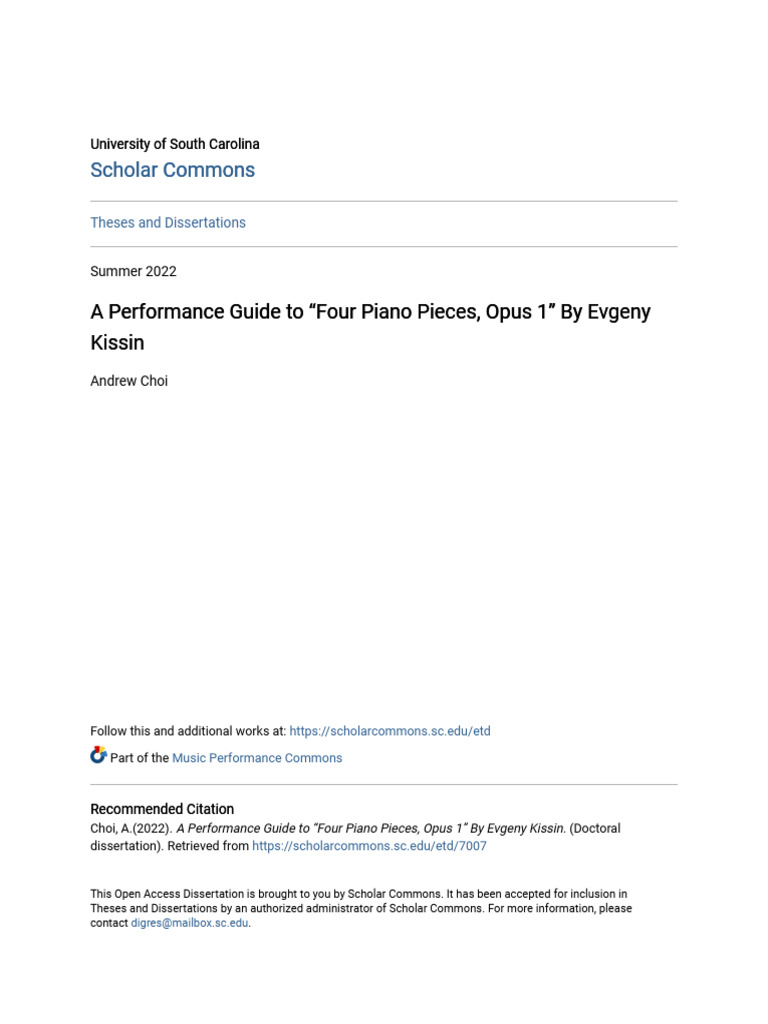 Performance Guide: Kissin's Op. 1 Pieces | PDF | Classical Music ...